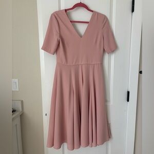 GAL MEETS GLAM Pink Edith City Crepe Fit & Flare Midi Dress Size 2